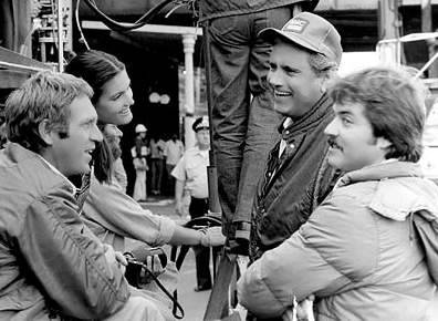 sur le tournage du chasseur avec barbara